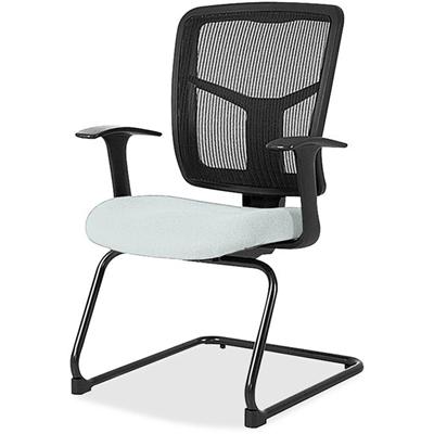 Lorell ErgoMesh Series Mesh Back Guest Chair with Arms - Castillo Breezy Seat Color - Vinyl Seat Material - Black Back Color - Mesh Back Material - Cantilever Base - Breezy - Armrest - 1 Each