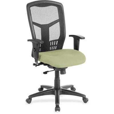 Lorell Executive Mesh High-back Swivel Chair - Dillon Sage Seat Color - Vinyl Seat Material - Black Back Color - Mesh Back Material - High Back - Sage - Armrest - 1 Each