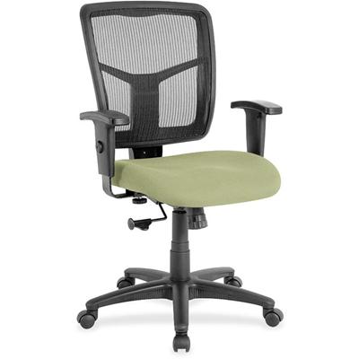 Lorell Ergomesh Managerial Mesh Mid-back Chair - Dillon Sage Seat Color - Vinyl Seat Material - Black Back Color - Mesh Back Material - Mid Back - 5-star Base - 1 Each