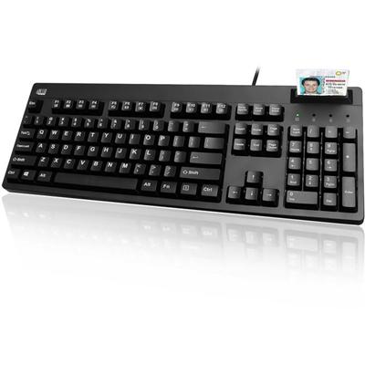 Adesso EasyTouch 630SB - Smart Card Reader Keyboard - Cable Connectivity - USB 2.0 Interface - 104 Key(s) - English (US) - QWERTY Layout - Computer - PC - Membrane Keyswitch - Black