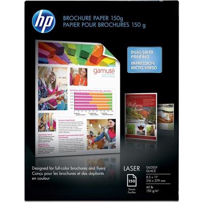 HP Glossy Brochure Paper - White - 97 Brightness - Letter - 8 1/2" x 11" - 40 lb Basis Weight - Glossy - White - 150/Pack - 5 / Carton
