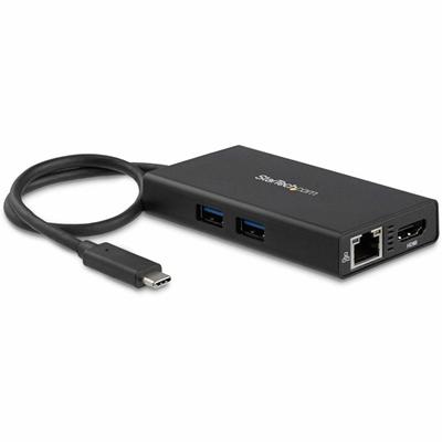 StarTech.com Docking Station - for Notebook, Tablet, Monitor - 60 W - USB Type C - 1 Displays Supported - 4K - 4096 x 2160, 3840 x 2160 - 2 x USB 3.0 - 2 x USB Type-A Ports - USB Type-A - USB Type-C - 1 x RJ-45 Ports - Network (RJ-45) - 1 x HDMI Port