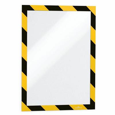DURABLE Twin-color Border Self Adhesive Security Frame - 8.50" Holding Width x 11" Holding Height - Square Shape - Self-adhesive, Flexible, Magnetic - Black, Black, Transparent, Transparent, Yellow, Yellow - 2 / Pack