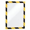 DURABLE Twin-color Border Self Adhesive Security Frame - 8.50" Holding Width x 11" Holding Height - Square Shape - Self-adhesive, Flexible, Magnetic - Black, Black, Transparent, Transparent, Yellow, Yellow - 2 / Pack