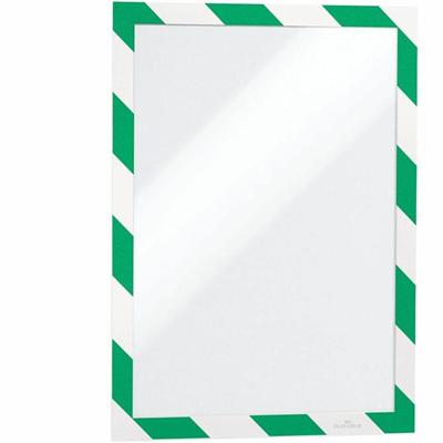 DURABLE Twin-color Border Self-adhesive Security Frame - Horizontal, Vertical - Self-adhesive, Flexible, Magnetic, Dual-sided - Green, White - 2 / Pack