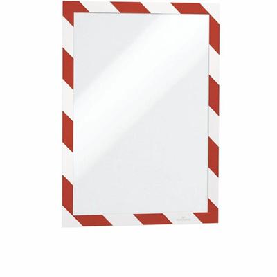 DURABLE Twin-color Border Self-adhesive Security Frame - Horizontal, Vertical - Self-adhesive, Flexible, Magnetic, Dual-sided - Red, White - 2 / Pack