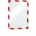 DURABLE Twin-color Border Self-adhesive Security Frame - Horizontal, Vertical - Self-adhesive, Flexible, Magnetic, Dual-sided - Red, White - 2 / Pack