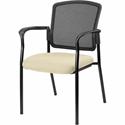 Lorell Stackable Mesh Back Guest Chair - Dillon Buff Seat Color - Vinyl Seat Material - Black Back Color - Mesh Back Material - Black Frame Color - Powder Coated Steel Frame Material - Four-legged Base - Beige, Buff - Armrest - 1 Each