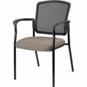 Lorell Stackable Mesh Back Guest Chair - Dillon Stratus Seat Color - Vinyl Seat Material - Black Back Color - Mesh Back Material - Black Frame Color - Powder Coated Steel Frame Material - Four-legged Base - Brown, Stratus - Armrest - 1 Each