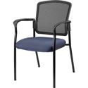 Lorell Mesh Back Stackable Guest Chair - Dillon Ocean Seat Color - Vinyl Seat Material - Black Back Color - Mesh Back Material - Black Frame Color - Powder Coated Steel Frame Material - Four-legged Base - Blue, Ocean - Armrest - 1 Each