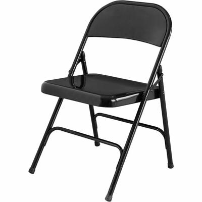 Lorell Folding Chairs - Powder Coated Frame Color - Steel Frame Material - Black - 4 / Carton