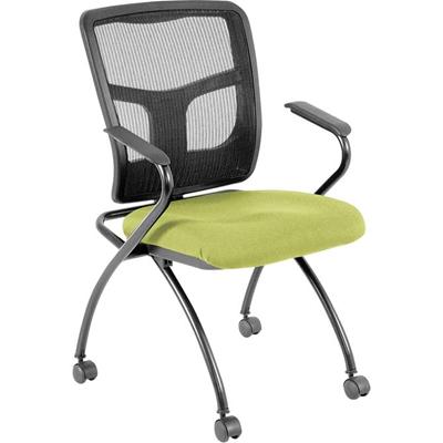 Lorell Mesh Back Nesting Training/Guest Chairs - Dillon Apple Green Seat Color - Vinyl Seat Material - Black Back Color - Mesh Back Material - Gray Frame Color - Powder Coated Metal Frame Material - Four-legged Base - Armrest - 2 / Carton