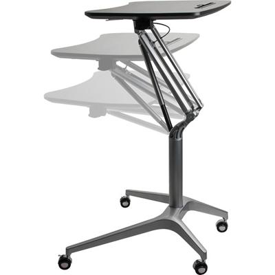 Lorell Gas Lift Height-Adjustable Mobile Desk - Black Rectangle Top - Powder Coated Base - Height Adjustable - 28.70" to 40.90" Adjustment - 28.25" Table Top Width x 18.75" Table Top Depth - 41" Height - Assembly Required - 1 Each