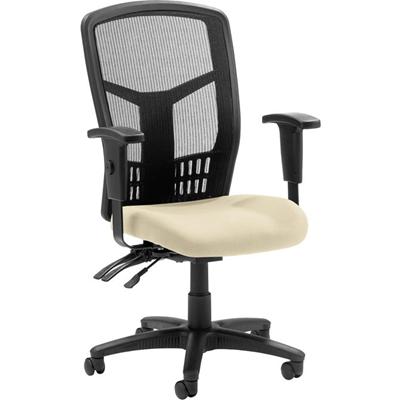 Lorell Executive High-back Mesh Chair - Dillon Buff Seat Color - Vinyl Seat Material - Black Back Color - Mesh Back Material - Black Frame Color - Steel, Plastic Frame Material - High Back - 5-star Base - Armrest - 1 Each