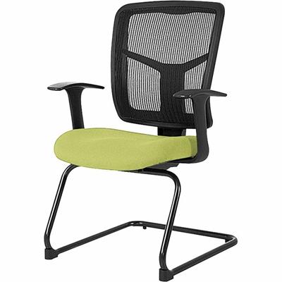 Lorell Ergomesh Series Mesh Guest Chair - Dillon Apple Green Seat Color - Vinyl Seat Material - Black Back Color - Mesh Back Material - Cantilever Base - Armrest - 1 Each