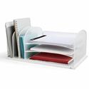 Safco Onyx 3 Tray/3 Upright Section Desk Organizer - 8.25" Height x 19.50" Width x 11.50" Depth - Desktop - White - Steel - 1 Each