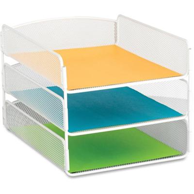 Safco Onyx Letter Tray - 3 Compartment(s) - 3 Tier(s) - 8" Height x 9.25" Width x 11.75" Depth - Desktop - White - Steel - 1 Box