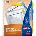 Avery&reg; Insertble Style Edge Plastic Pocket Dividers - 5 x Divider(s) - 5 - 5 Tab(s)/Set - 9.3" Divider Width x 11.25" Divider Length - 3 Hole Punched - Translucent Plastic Divider - Multicolor Plastic Tab(s) - Durable, Tear Resistant, PVC-free, H