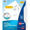 Avery&reg; Big Tab Printable Large White Label Dividers - 20 x Divider(s) - 5 - 5 Tab(s)/Set - 8.5" Divider Width x 11" Divider Length - 3 Hole Punched - White Paper Divider - White Paper Tab(s) - 20% Recycled - 4 / Pack