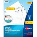 Avery&reg; Big Tab Tab Divider - 100 x Divider(s) - 100 Tab(s) - 5 - 5 Tab(s)/Set - 8.5" Divider Width x 11" Divider Length - 3 Hole Punched - White Paper Divider - White Paper Tab(s) - 20% - Hole-punched, Printable, Customizable, Easy Peel, Reinforc