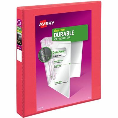 Avery&reg; Durable View Binders with Slant Rings - 1" Binder Capacity - Letter - 8 1/2" x 11" Sheet Size - 250 Sheet Capacity - 1 2/5" Spine Width - 250 x 1" Ring(s) - Fastener(s): Slant Ring - Pocket(s): 2, Internal - Polypropylene - Coral - Adhesiv