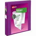 Avery&reg; Durable View Binders with Slant Rings - 1" Binder Capacity - Letter - 8 1/2" x 11" Sheet Size - 250 Sheet Capacity - 1 2/5" Spine Width - 250 x 1" Ring(s) - Fastener(s): Slant Ring - Pocket(s): 2, Internal - Polypropylene - Purple - Adhesi