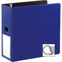 Business Source 5" D-Ring Binder - 5" Binder Capacity - 1050 Sheet Capacity - Fastener(s): Slant D-Ring - Pocket(s): Internal - Navy - Transparent, Lay Flat, Label Holder, Spine - 1 Each