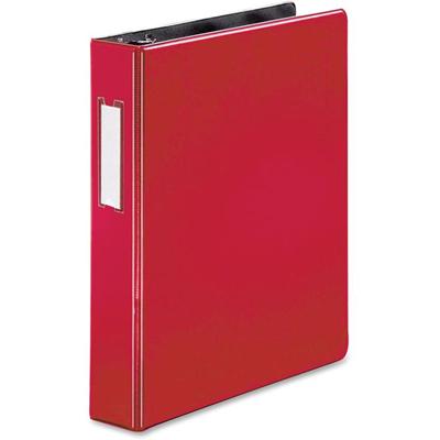 Business Source 1.5" D-Ring Binder - 1 1/2" Binder Capacity - 375 Sheet Capacity - Fastener(s): Slant D-Ring - Pocket(s): Internal - Red - Lay Flat, Label Holder - 1 Each