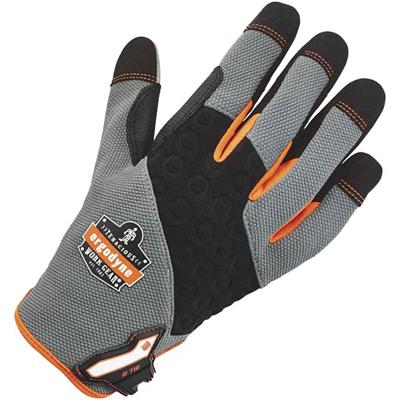 Ergodyne ProFlex 710 Heavy-Duty Utility Gloves - 9" Glove Length - 8 Size Number - Medium Size - Gray - Heavy Duty, Padded Palm, Reinforced Palm Pad, Reinforced Fingertip, Reinforced Saddle, Pull-on Tab, Abrasion Resistant, Machine Washable, Comforta