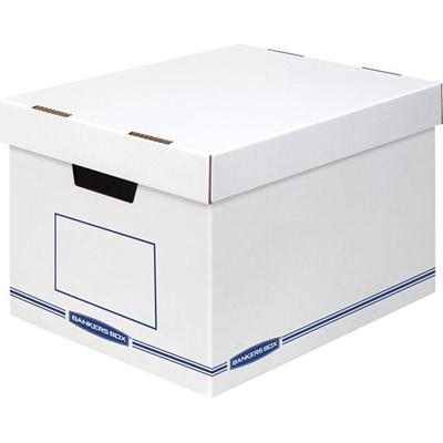 Bankers Box Organizer Storage Boxes - External Dimensions: 12.8" Width x 16.5" Depth x 10.5" Height - Medium Duty - Single/Double Wall - Stackable - White, Blue - For Storage - Recycled - 12 / Carton