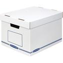 Bankers Box Organizer Storage Boxes - External Dimensions: 12.8" Width x 16.5" Depth x 10.5" Height - Medium Duty - Single/Double Wall - Stackable - White, Blue - For Storage - Recycled - 12 / Carton