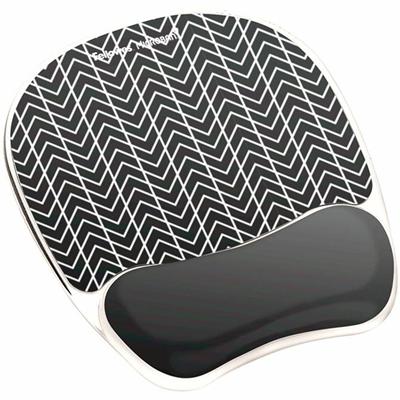 Fellowes Photo Gel Mouse Pad and Wrist Rest with Microban - Chevron - 9.25" Height x 7.88" Width x 0.88" Depth - Black, White - Gel, Rubber - Stain Resistant, Skid Proof - 1 Each