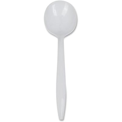 Genuine Joe Medium-Weight Soup Spoon - 1 Piece(s) - Soup Spoon - 1 x Soup Spoon - Disposable - Polypropylene - White - 1 Carton