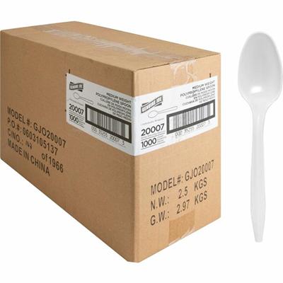 Genuine Joe Individually Wrapped Spoon - 1 Piece(s) - Spoon - 1 x Spoon - Disposable - White - 1 Carton