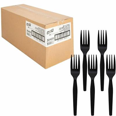 Genuine Joe Heavyweight Fork - 1 Piece(s) - Fork - 1 x Fork - Disposable - Textured - Black - 1 Carton