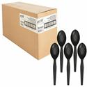 Genuine Joe Heavyweight Spoon - 1 Piece(s) - Spoon - 1 x Spoon - Disposable - Textured - Black - 1 Carton