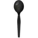 Genuine Joe Heavyweight Disposable Soup Spoons - 1 Piece(s) - Soup Spoon - 1 x Soup Spoon - Disposable - Textured - Black - 1000 / Carton