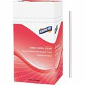 Genuine Joe Jumbo Striped Straws - 7.8" Length - Plastic - Red, White - 500 / Box