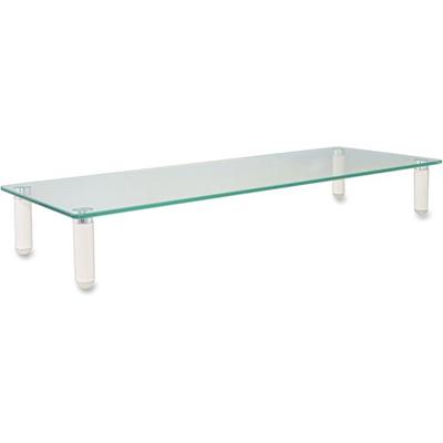 Kantek Glass Monitor Riser/Desk Shelf - 40 lb Load Capacity - 3.25" Height x 22" Width x 8.25" Depth - Tempered Glass - White