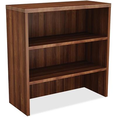 Lorell Chateau Series Bookshelf - 36.5" Height x 36" Width x 15" Depth, x 1.5" Thickness Top - 2 Shelve(s) - Reeded Edge - Material: Laminate - Finish: Walnut Laminate - 1 Each