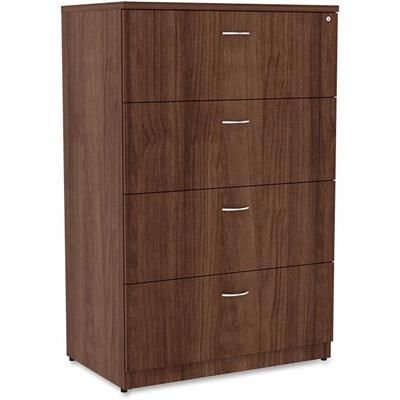 Lorell Essentials Series 4-Drawer Lateral File - x 1" Thickness Top, 54.8" Height x 35.5" Width x 22" Depth - Total Drawer(s): 4 - Finish: Walnut Laminate - 1 Each