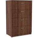 Lorell Essentials Series 4-Drawer Lateral File - x 1" Thickness Top, 54.8" Height x 35.5" Width x 22" Depth - Total Drawer(s): 4 - Finish: Walnut Laminate - 1 Each