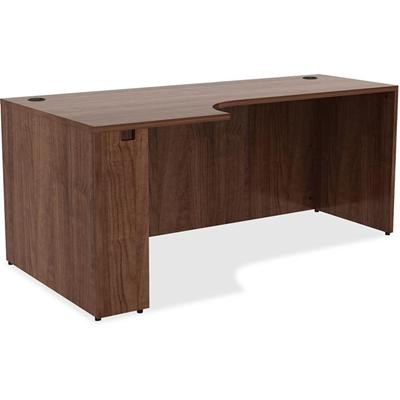 Lorell Essentials Series Left Corner Credenza - 29.5" Height x 72" Width x 36" Depth - Material: Metal - Finish: Walnut Laminate - Adjustable Glide, Lockable, Floor Glide - For Office - 1 Each