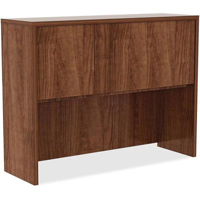 Lorell Essentials Series Stack-on Hutch with Doors - 36" Height x 48" Width x 15" Depth - Material: Metal - Finish: Walnut, Laminate - Adjustable Glide, Lockable, Floor Glide - For Office - 1 Each