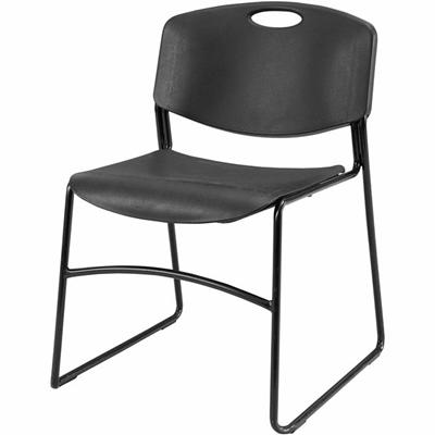 Lorell Heavy-duty Standard-height Stack Chairs - Plastic Seat Material - Plastic Back Material - Steel Frame Material - Black - 4 / Carton