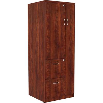 Lorell Essentials Series Tall Storage Cabinet - 65.6" Height x 23.6" Width x 23.6" Depth Cabinet, x 0.5" Length Compartment - Total Drawer(s): 2 - 1 Door(s) - Finish: Cherry, Laminate - 1 Each