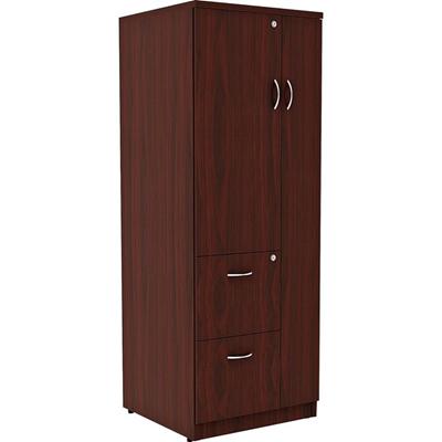 Lorell Essentials/Revelance Tall Storage Cabinet - 65.6" Height x 23.6" Width x 23.6" Depth Cabinet, x 0.5" Length Compartment - Total Drawer(s): 2 - 1 Door(s) - Finish: Mahogany, Laminate - 1 Each