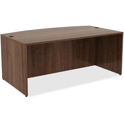 Lorell Essentials Series Bowfront Desk Shell - 29.5" Height x 71" Width x 41.4" Depth Desk - Material: Metal - Finish: Walnut, Laminate - 1 Each