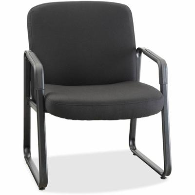 Lorell Big & Tall Upholstered Guest Chair - Black Seat Color - Plywood, Fabric Seat Material - Black Back Color - Plywood, Fabric Back Material - Powder Coated Frame Color - Metal Frame Material - Sled Base - 1 Each