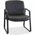 Lorell Big & Tall Upholstered Guest Chair - Leather, Plywood Seat Material - Leather, Plywood Back Material - Powder Coated Frame Color - Metal Frame Material - Sled Base - Black - 1 Each